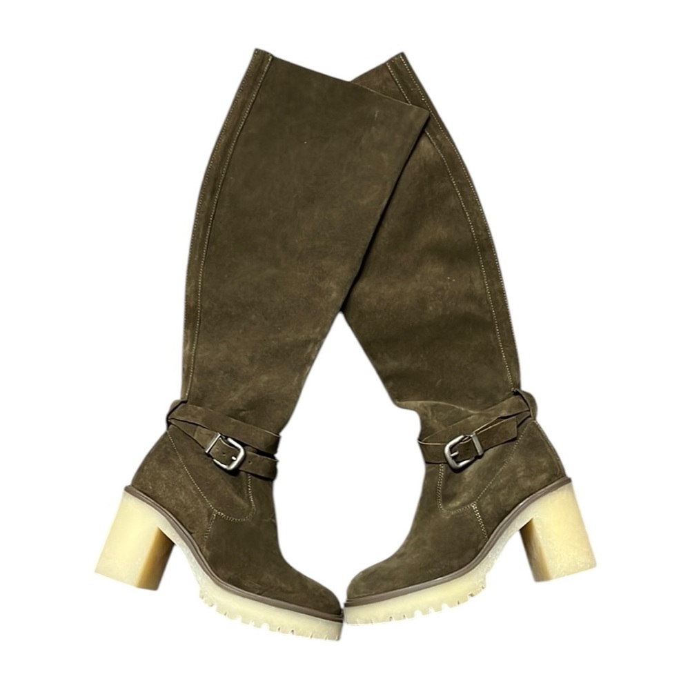 Free People Tall Boot Womans Size 8.5 Olive Suede Leather Knee High Jasper